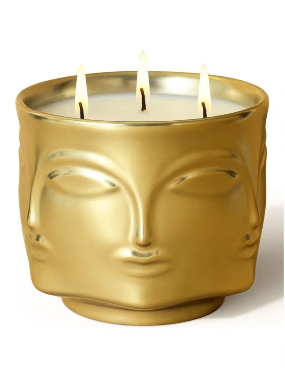 Decorative Triple-Wick Face 100% Soy Candle in Gold